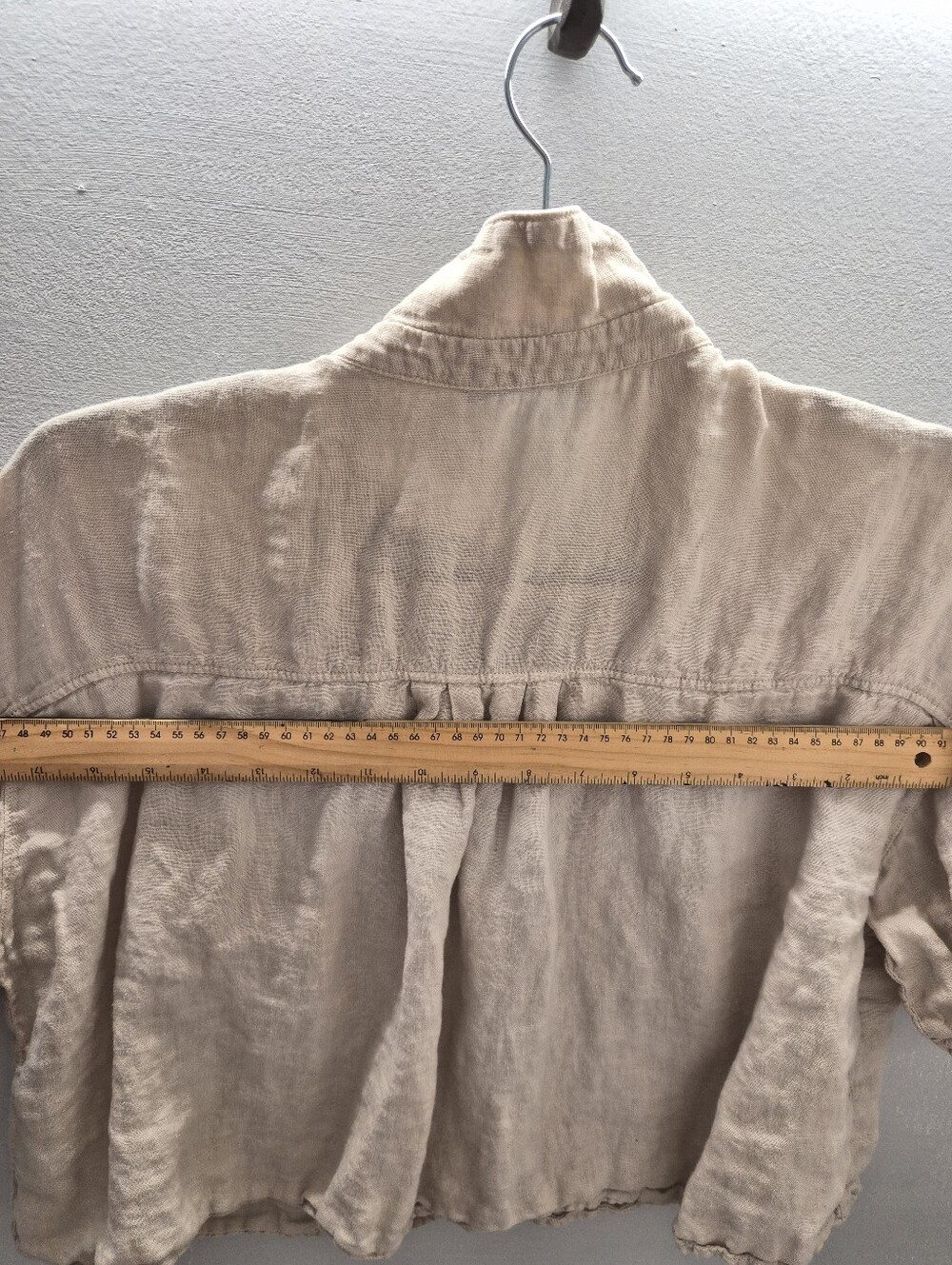 Zara Beige Linen Short-Sleeve Cropped Shirt - Picture 6 of 8